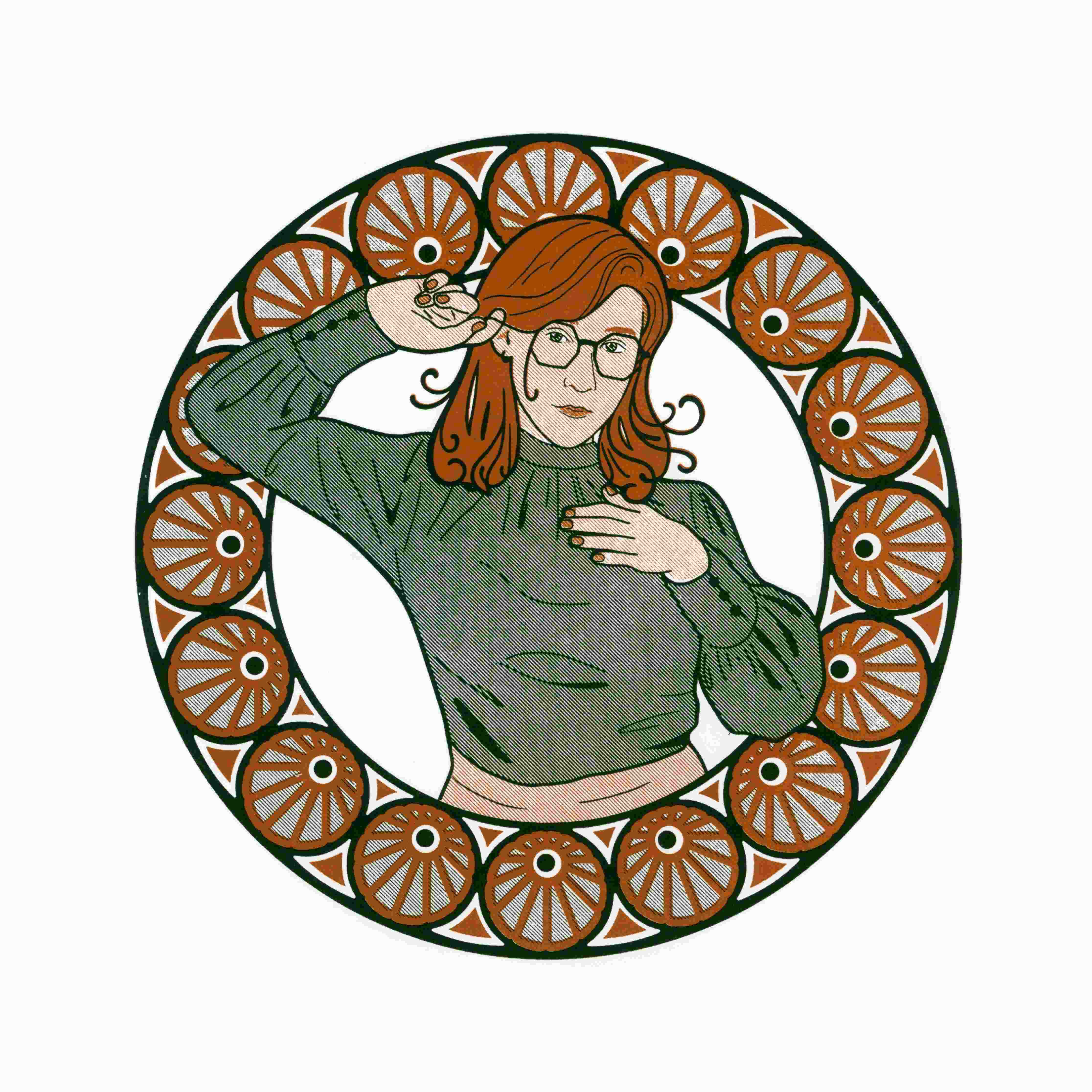 Autoportrait illustré d'Angélina Cailliot, graphiste